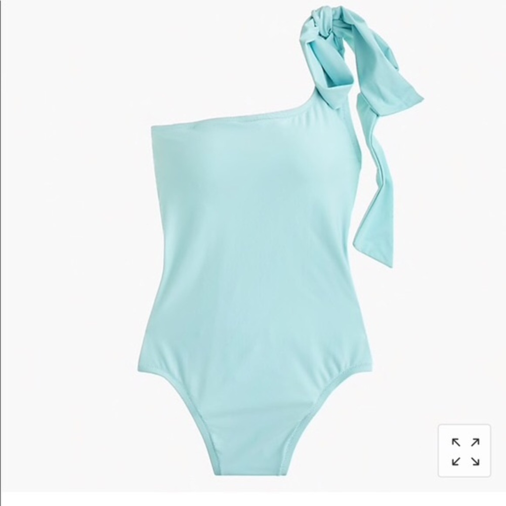 J.Crew Bow-tie one-shoulder Swimsuit in Pale Mint